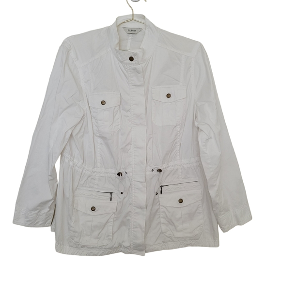 L.L. Bean Jackets & Coats Ll Bean Utility Cargo Military White Canvas Field Jacket Xl Poshmark